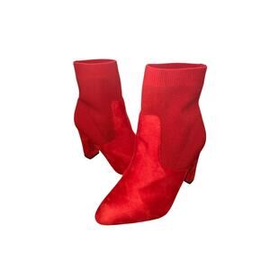 Comfort Womens Fashion Boots 10 Red Faux Suede Block Heels NEW Tiny FLAWS